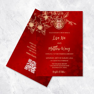 Invitation Code QR   Magnolia Gold Red Mariage chinois