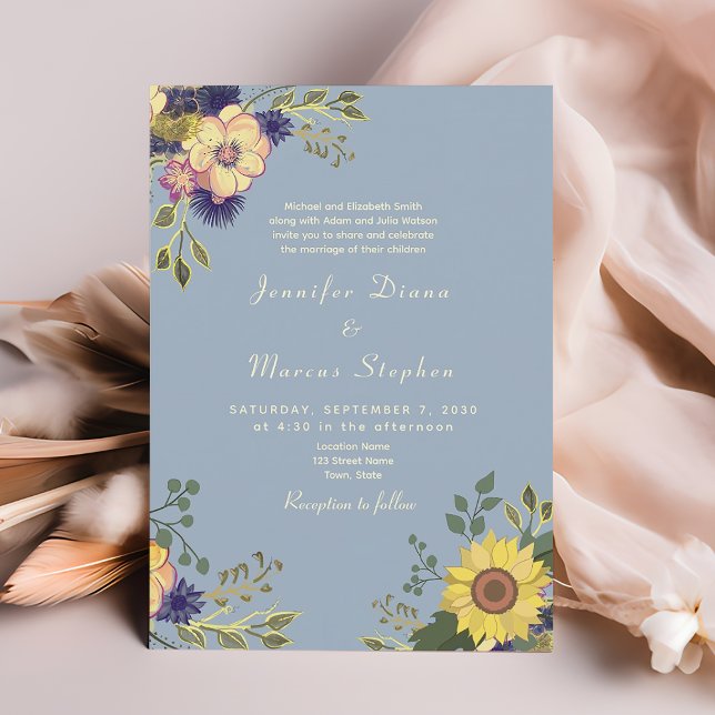 Invitation Code QR Mariage Bleu Poussiéreux Rustique Tourneso (Créateur téléchargé)