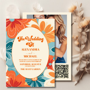 Invitation Code QR Mariage Bohème Chic Rétro Floral