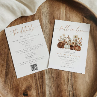 Invitation Code QR Mariage Bohème Floral Automne Tout en Un