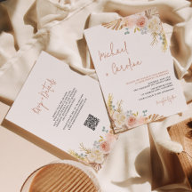 Code QR Mariage Bohème Terracotta Pampas Floral