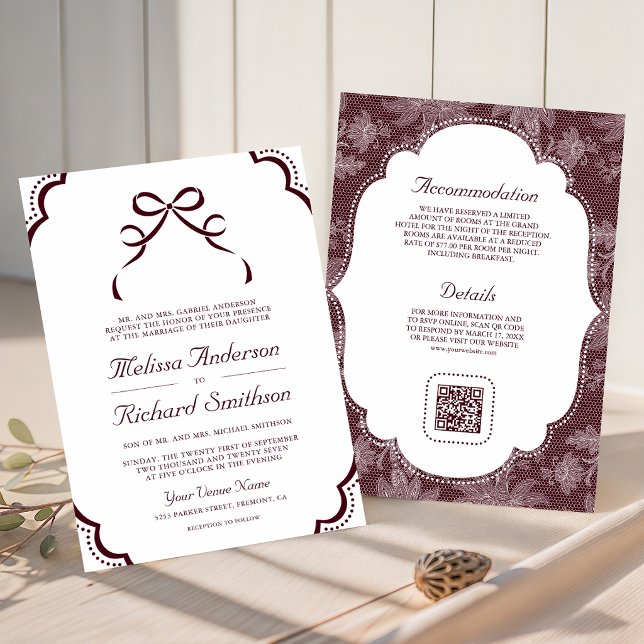 Invitation Code QR Mariage Coquette en Dentelle Blanche de Bo (Créateur téléchargé)