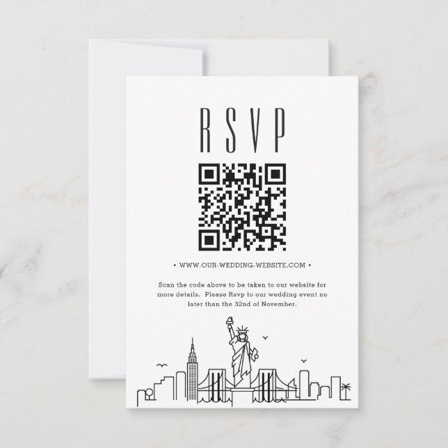 Invitation Code QR Mariage de New York RSVP (Devant)