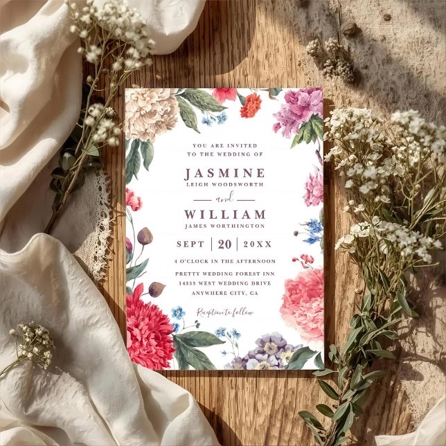 Invitation Code QR Mariage Élégant Rustique Jardin Fleurs Sau (Créateur téléchargé)