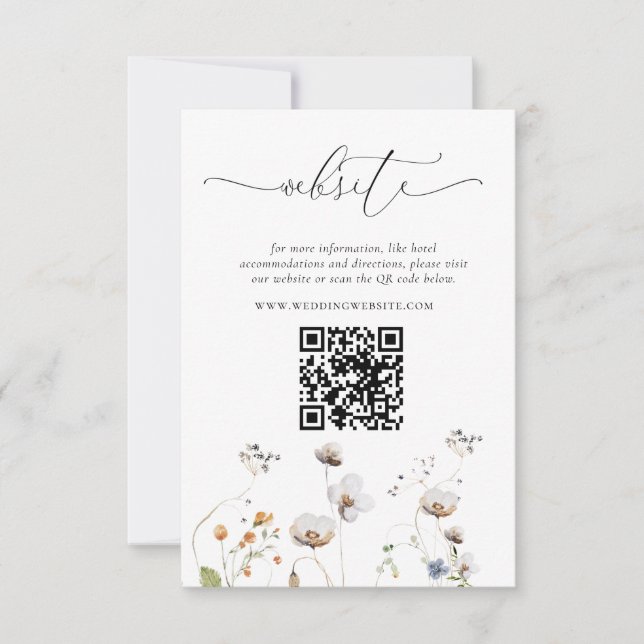 Invitation Code QR Mariage Fleur sauvage élégant (Devant)