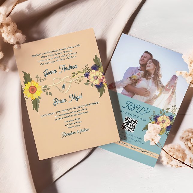 Invitation Code QR Mariage Floral Bohème (Créateur téléchargé)