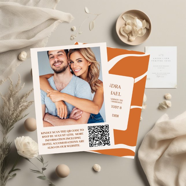 Invitation Code QR Mariage Floral Bohème Rétro (Créateur téléchargé)