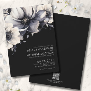 Invitation Code QR Mariage Floral noir