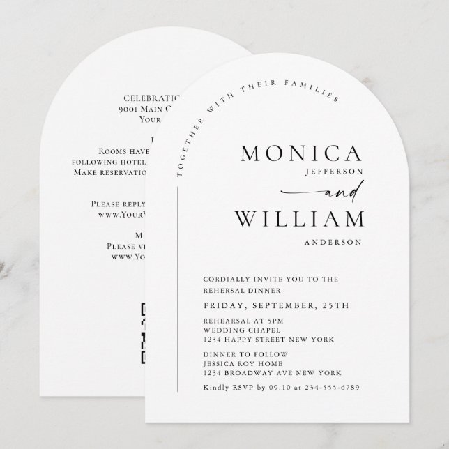 Invitation Code QR Mariage minimaliste élégant (Devant / Derrière)