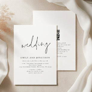 Invitation Code QR Mariage Minimaliste Noir Blanc