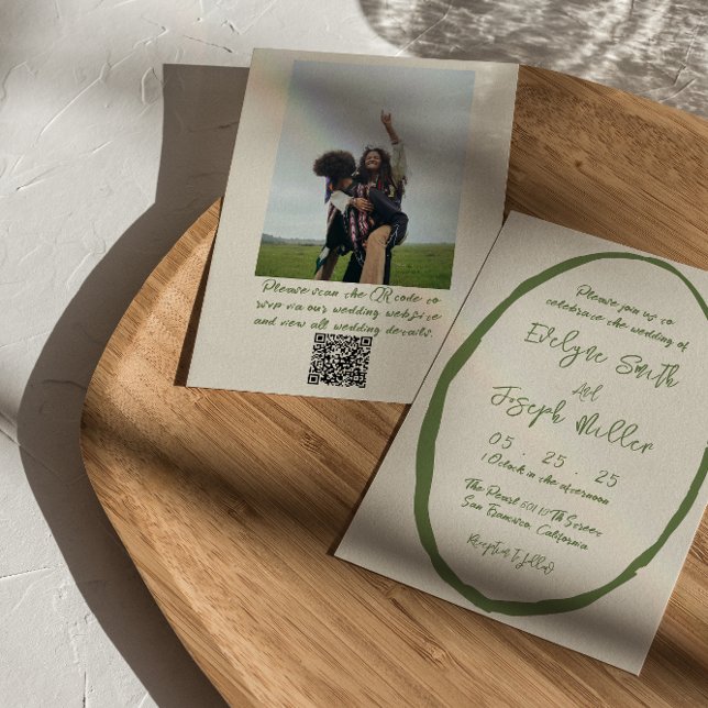 Invitation Code QR Mariage photo illustré à la main (Créateur téléchargé)