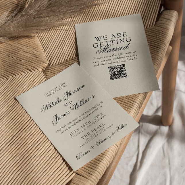 Invitation Code QR Mariage Rétro Fantaisiste de Vieille Fortu (Créateur téléchargé)