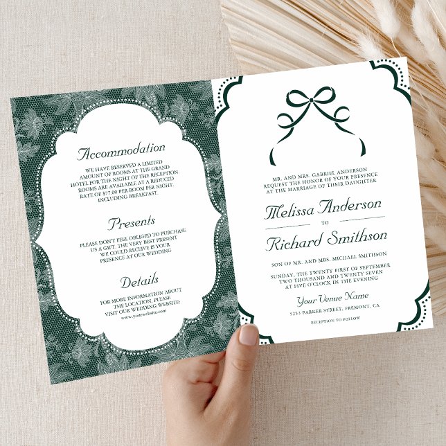 Invitation Code QR Mariage Ruban Coquette Dentelle Blanche Ém (Créateur téléchargé)