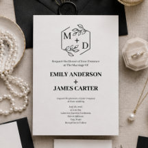 Code QR Minimal Monogramme Botanique Mariage