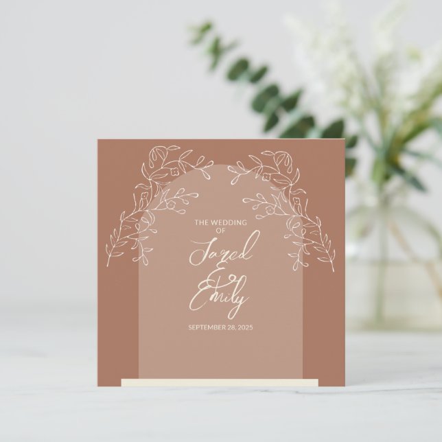 Invitation Code QR Mocha Brown Arch (Debout devant)