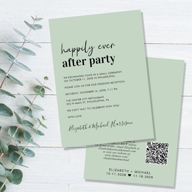 Invitation Code QR moderne minimal Sage Mariage Réception (Créateur téléchargé)
