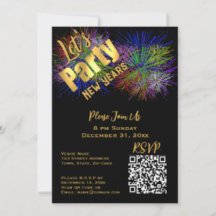 Invitation Code QR moderne tendance e-vite New Year's Party