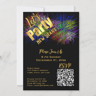 Invitation Code QR moderne tendance e-vite New Year's Party