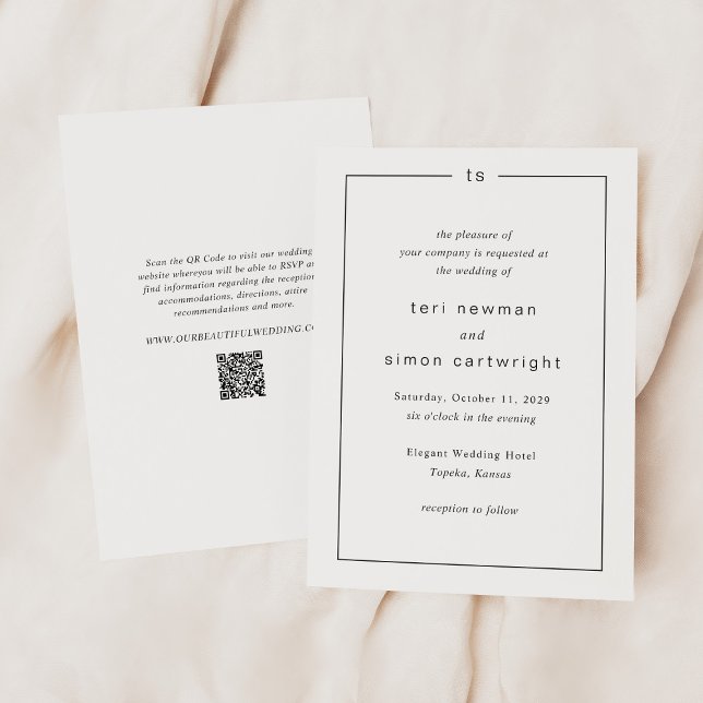 Invitation Code QR Monogramme Éternel Mariage Moderne (Créateur téléchargé)