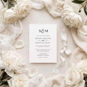 Invitation Code QR Monogramme Romantique Cœur Mariage Blanc