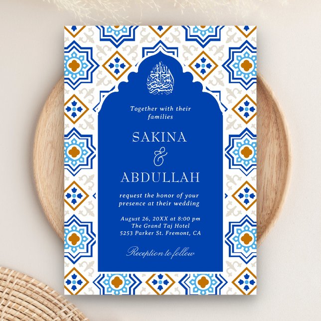 Invitation Code QR Mosaïque Persane Bleu Azur pour Mariage Mu (Créateur téléchargé)