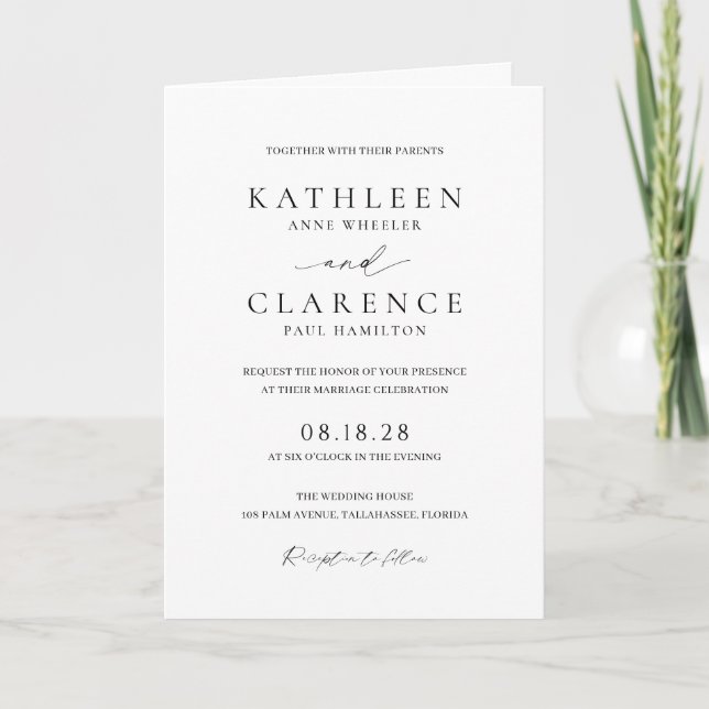 Invitation Code QR noir et blanc classique Mariage élégant (Devant)