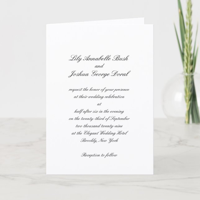 Invitation Code QR noir et blanc classique Mariage intemporel (Devant)