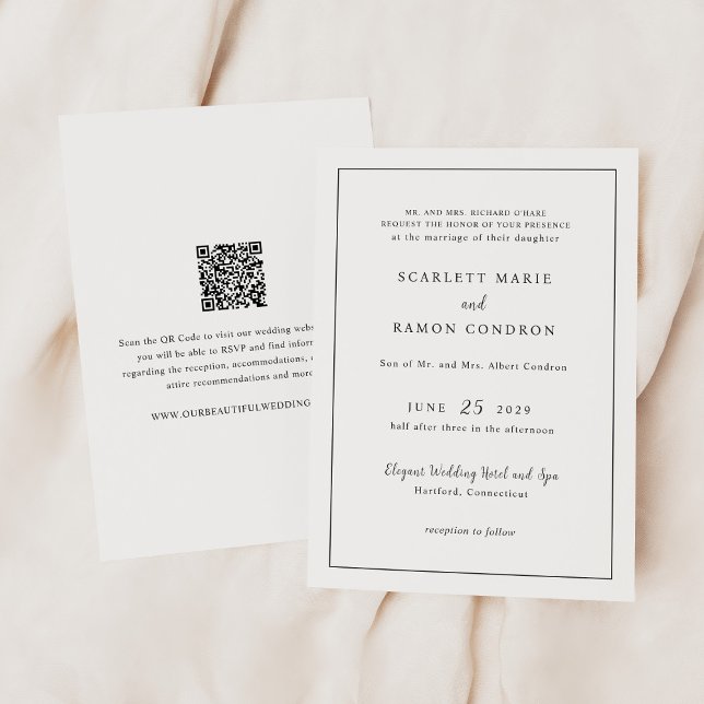 Invitation Code QR noir et blanc intemporel Élégant mariage (Créateur téléchargé)