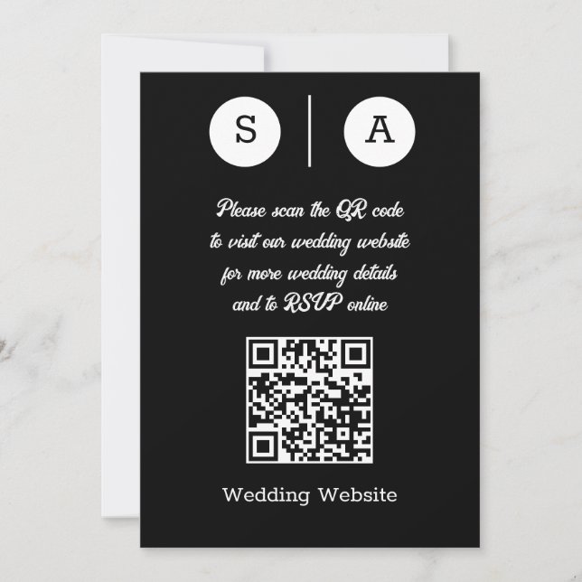 Invitation Code QR noir et blanc, simple et chic (Devant)
