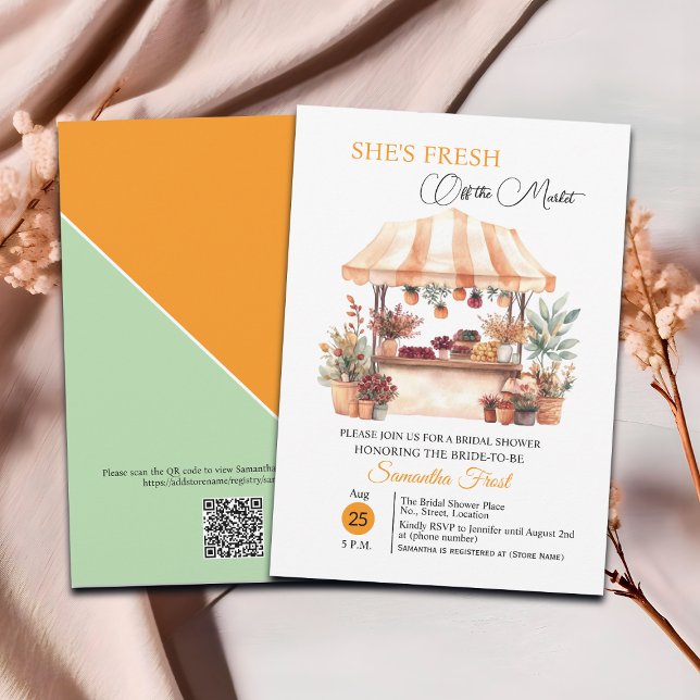 Invitation Code QR 'Off the Market' pour une douche de mariée (Créateur téléchargé)