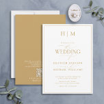 Invitation Code QR officiel Mariage de calligraphie de monogr<br><div class="desc">Vous recherchez une invitation de mariage moderne, formelle et élégante ? Ne cherchez pas plus loin que notre Elégant Faire-part de mariage de calligraphie de monogramme d'or QR Code ! Ce bel invitation présente votre monogramme personnalisé en or et vos détails personnels accentués de calligraphie à la main moderne. De...</div>