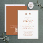 Invitation Code QR officiel Mariage de monogramme orange brûl<br><div class="desc">Vous recherchez une invitation de mariage moderne, formelle et élégante ? Ne cherchez pas plus loin que notre élégant code QR officiel Burnt Orange Monogram Calligraphy Faire-part de mariage! Ce bel invitation présente votre monogramme personnalisé en Burnt Orange et vos détails personnels accentués par une calligraphie moderne lettrée à la...</div>