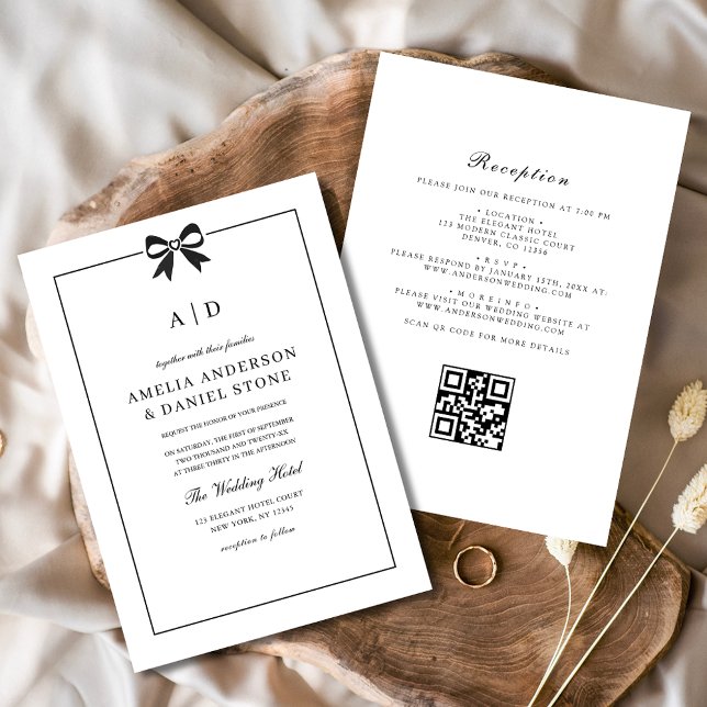 Invitation Code QR officiel Monogramme noir et blanc de fond (Créateur téléchargé)