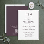 Invitation Code QR officiel Plum violet Mariage de monogramme<br><div class="desc">Vous recherchez une invitation de mariage moderne, formelle et élégante ? Ne cherchez pas plus loin que notre élégant Faire-part de mariage officiel QR Code Plum Purple Monogramme Calligraphie ! Ce bel invitation présente votre monogramme personnalisé en violet de prune et vos détails personnels accentués de calligraphie moderne lettrée à...</div>