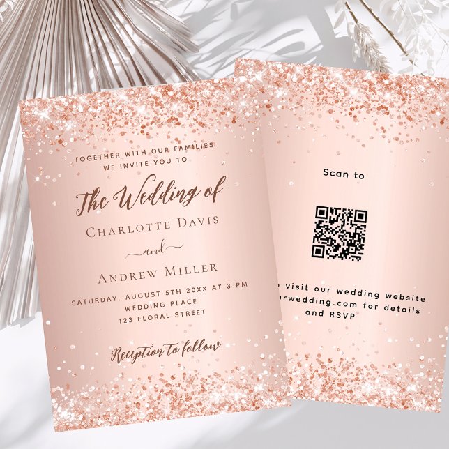 Invitation Code QR or rose RSVP détails mariage de luxe (Créateur téléchargé)