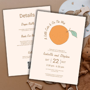 Invitation Code QR Orange Mignon Moderne Baby Shower