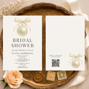 Invitation Code QR Perles Blanches pour la Mariée