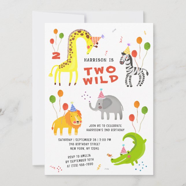 Invitation Code QR photo de deux animaux de safari sauvages p (Devant)