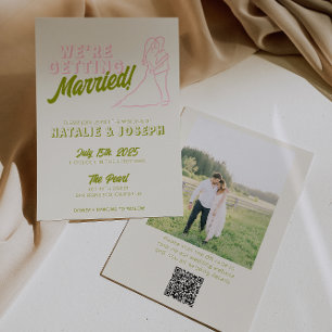Invitation Code QR photo de mariage coloré dessiné à la main