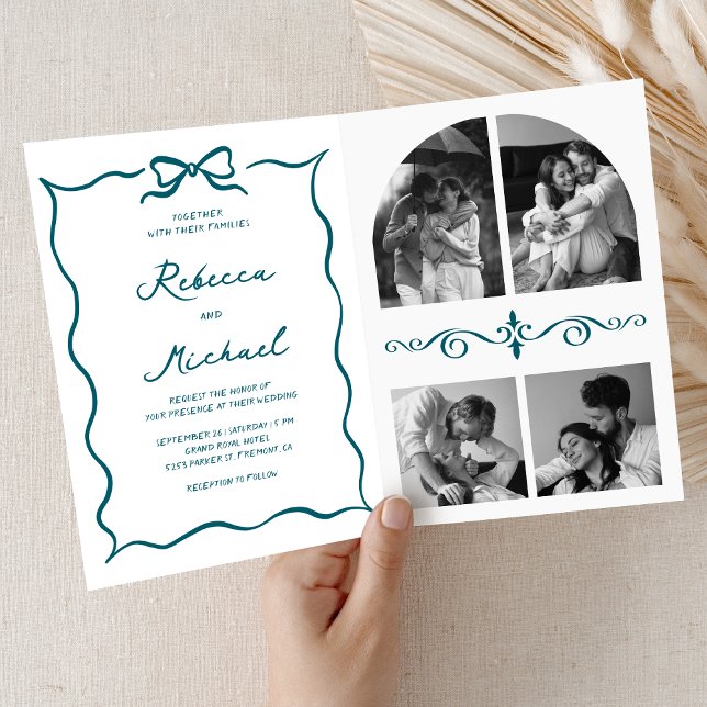 Invitation Code QR photo mariage à l'arc tiré à la main sarce (Créateur téléchargé)