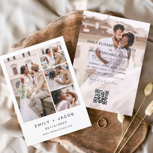Invitation Code QR photo minimaliste Mariage blanc
