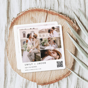 Invitation Code QR photo minimaliste Mariage blanc