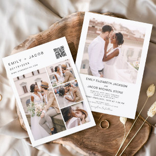 Invitation Code QR photo minimaliste Mariage blanc
