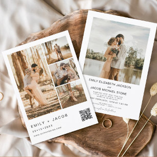 Invitation Code QR photo minimaliste Mariage blanc