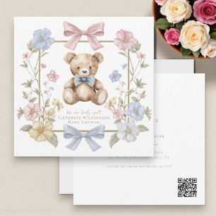 Invitation Code QR pour Baby Shower avec un ours en peluche f