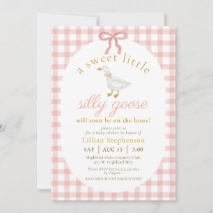 Invitation Code QR pour Baby Shower Silly Goose Rose Pâle à C