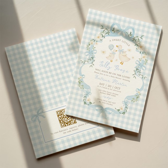 Invitation Code QR pour la Baby Shower du Garçon au Ruban Ble (Créateur téléchargé)