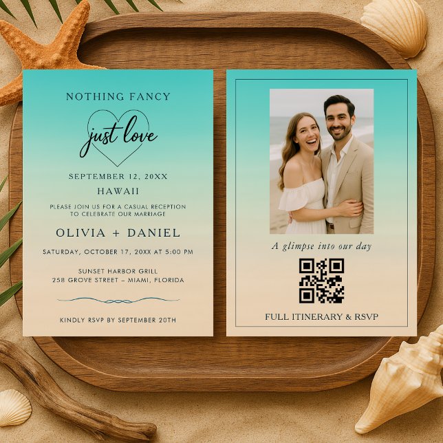 Invitation Code QR pour la réception de mariage sur la plage  (Créateur téléchargé)