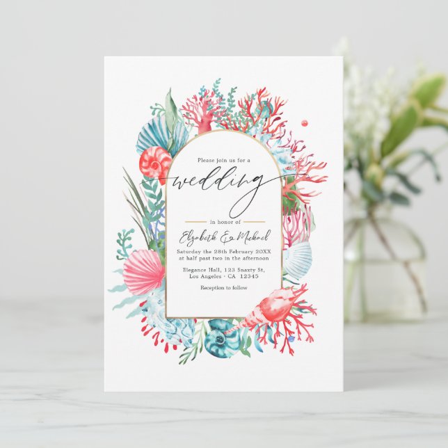 Invitation Code QR pour mariage de destination côtier sarcell (Debout devant)