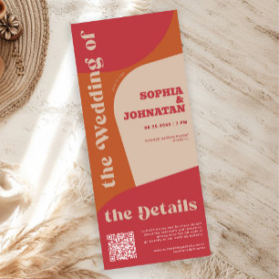 Invitation Code QR rétro coloré moderne tout-en-un mariage
